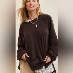 Aerie cozy long sleeved oversized boyfriend shirt - deep earth - small